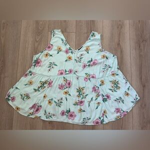 Lane Bryant Floral Tank Top - Mint and Pink